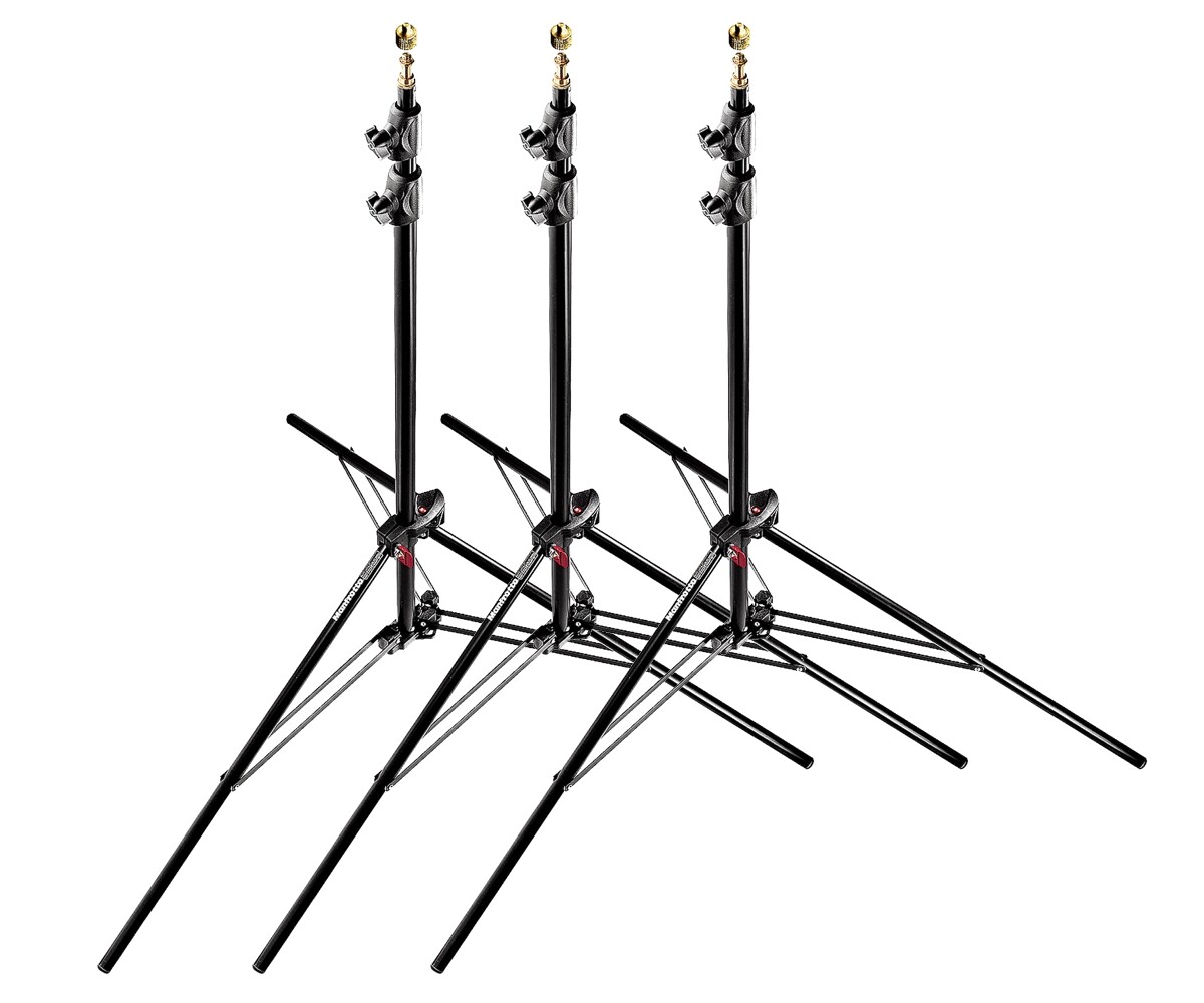 Manfrotto 1052BAC 3-Pack Compact Lighting Stand, Air Cushioned and Portable