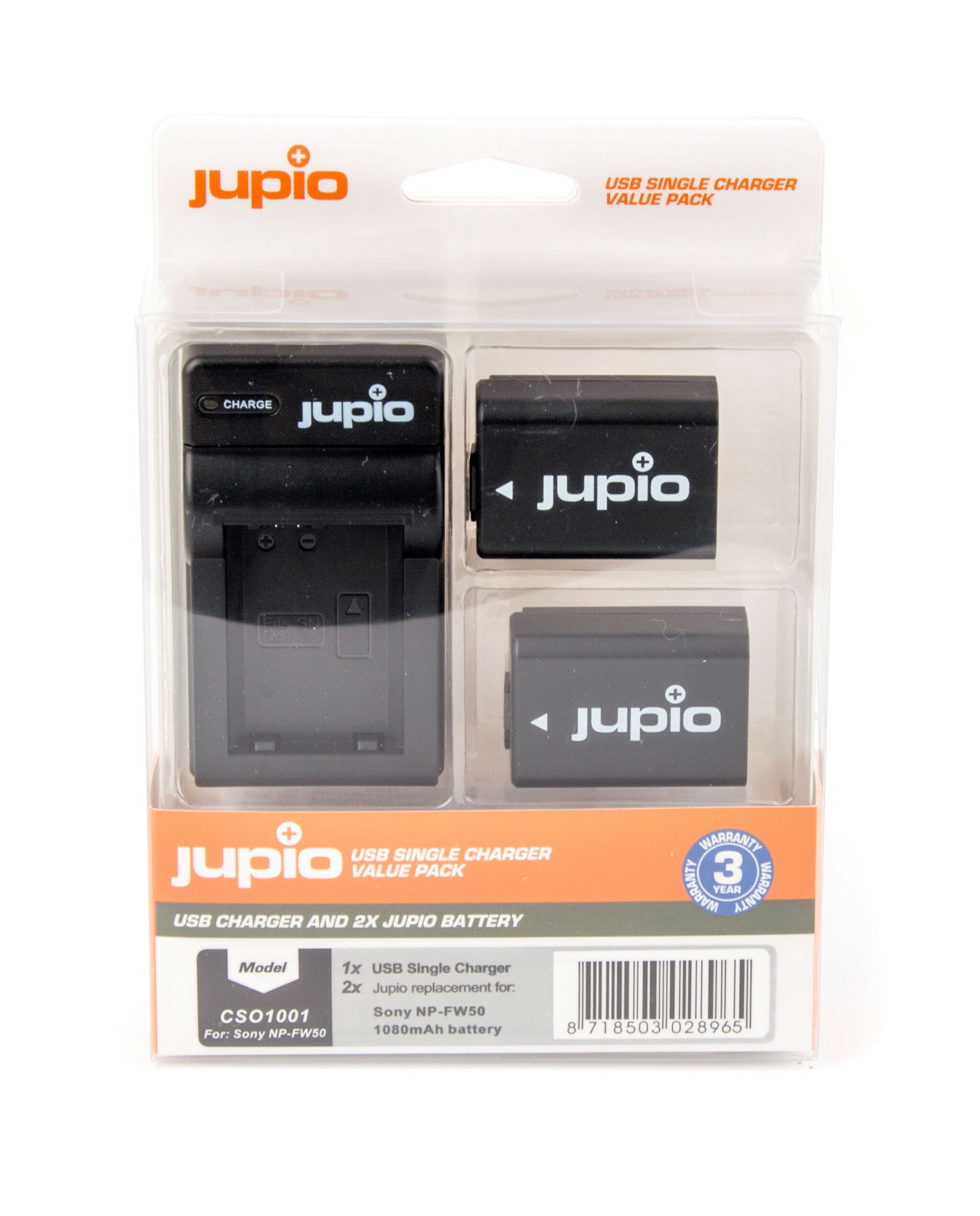 Jupio 2x baterie NP-FW50 pro Sony a USB nabíječka