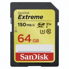 SanDisk Extr. SD 64 GB 150 MB/s Cl. 10 UHSI U3 V30 SanDisk Extr. SD 64 GB 150 MB/s Cl. 10 UHSI U3 V30