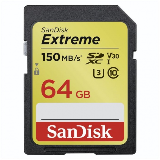 SanDisk Extreme SDXC Card 64 GB 150 MB/s Class 10 UHS-I U3 V30
