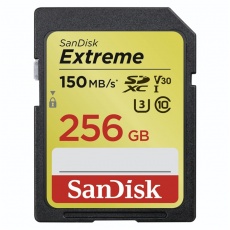 SanDisk Extreme SDXC Card 256 GB 150 MB/s Class 10 UHS-I U3 V30 SanDisk Extreme SDXC Card 256 GB 150 MB/s Class 10 UHS-I U3 V30
