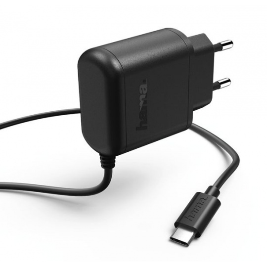 Hama síťová nabíječka s USB kabelem typ C (USB-C), 3 A
