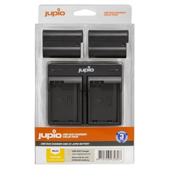 Jupio 2 ks baterie EN-EL15C (Nikon) a duální USB nabíječka