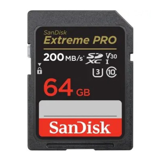 SanDisk Extreme PRO SDXC Card 64 GB 200 MB/s Class 10 UHS-I U3 V30