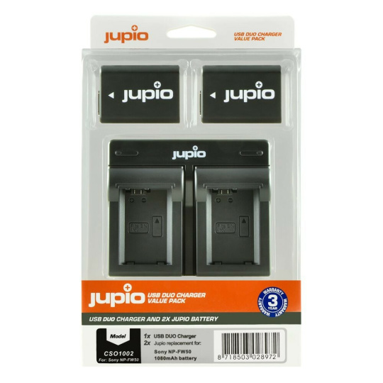 Jupio 2x baterie NP-FW50 pro Sony a duální USB nabíječka