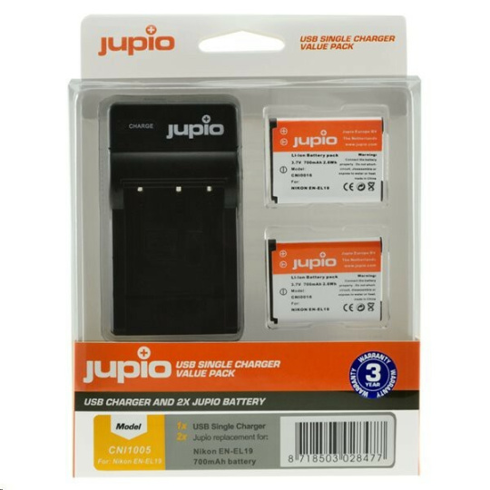 Jupio 2x baterie EN-EL19 pro Nikon a USB nabíječka