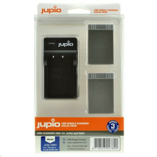 Jupio 2x baterie PSBLS5/50 pro Olympus a USB nabíječka